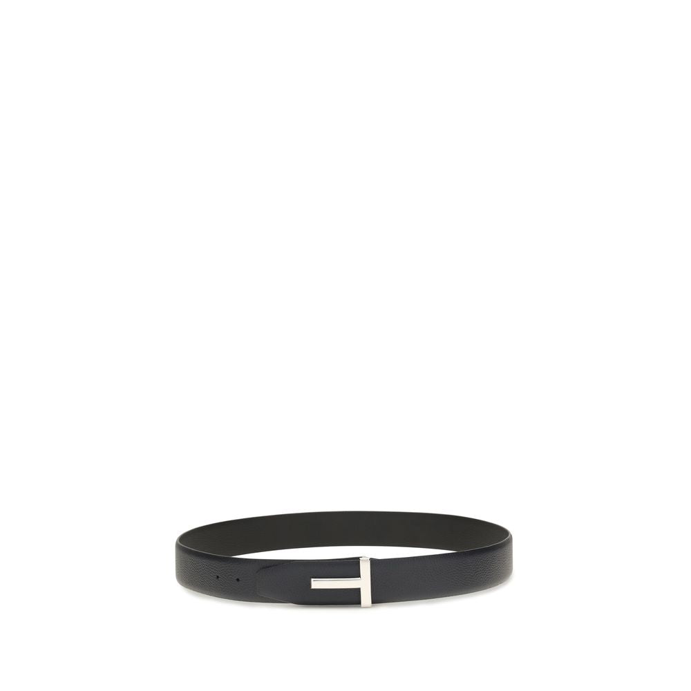 Belt by Tom Ford for men in bos taurus calfskin leather black & monogram features an artisanal finish, elegantly showcasing the signature style and artisanal craftsmanship of the The Monogram Bos Taurus Calfskin Leather Belt design.