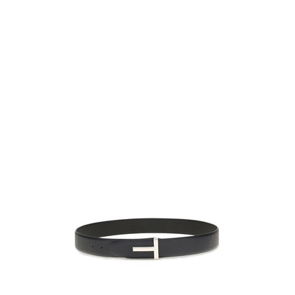 Belt by Tom Ford for men in bos taurus calfskin leather black & monogram features an artisanal finish, elegantly showcasing the signature style and artisanal craftsmanship of the The Monogram Bos Taurus Calfskin Leather Belt design.
