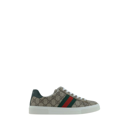 Sneakers by Gucci for women in polyester polyethylene polyurethane leather & cotton multicolor, jacquard & monogram presents a sumptuous silhouette, artfully capturing the essence of the Gg Women's Low Top Polyester Polyethylene Polyurethane Leather & Cotton Sneakers with its sumptuous low-top style design.