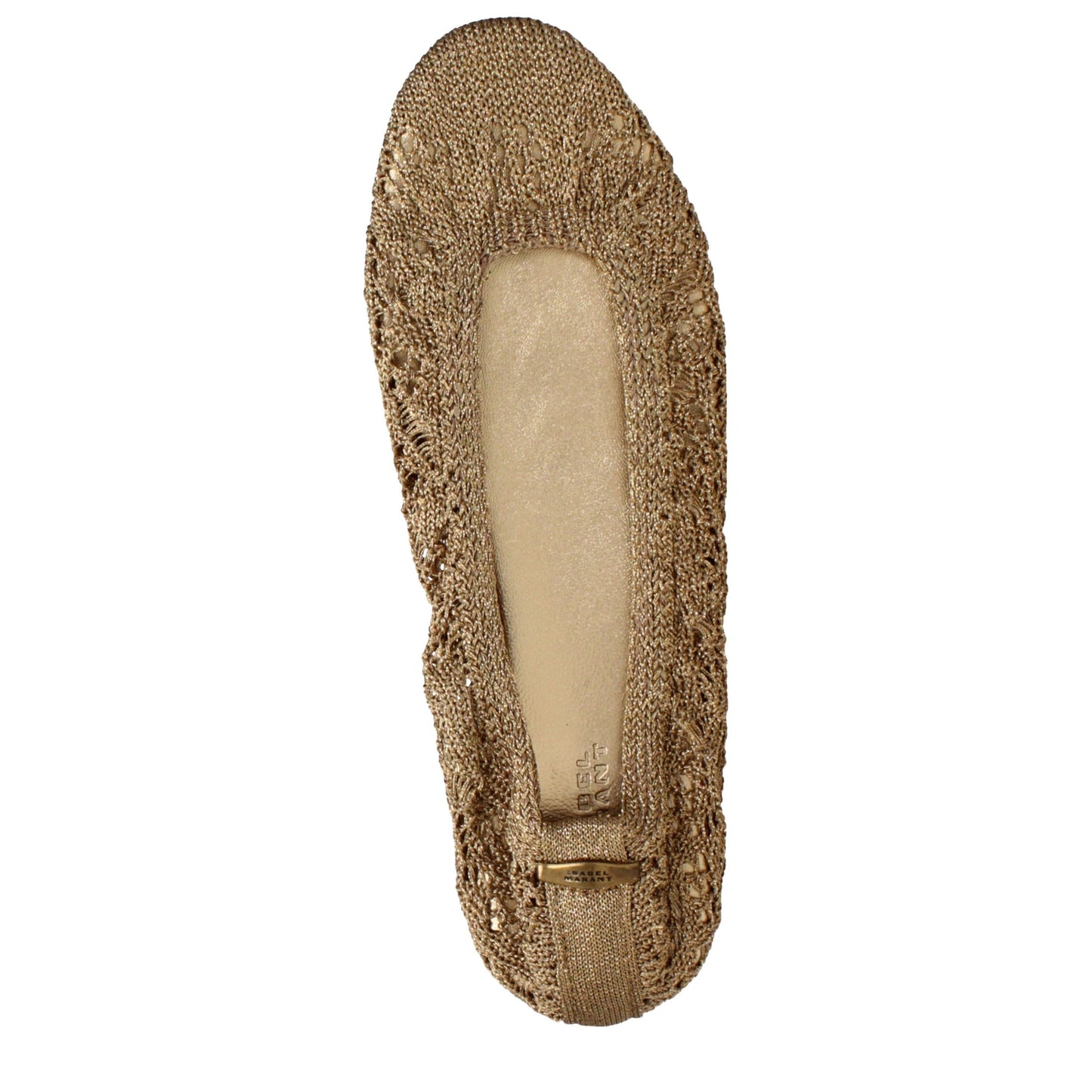 Ballet Flat Shoes by Isabel Marant for women in fabric gold presents a effortless chic silhouette, showcasing the Women's Fabric Ballet Flat Shoes design with a effortless chic and for a sophisticated look.