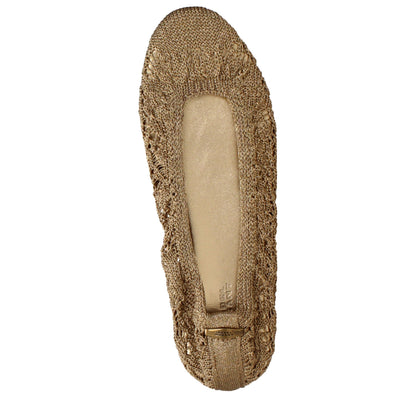 Ballet Flat Shoes by Isabel Marant for women in fabric gold presents a effortless chic silhouette, showcasing the Women's Fabric Ballet Flat Shoes design with a effortless chic and for a sophisticated look.