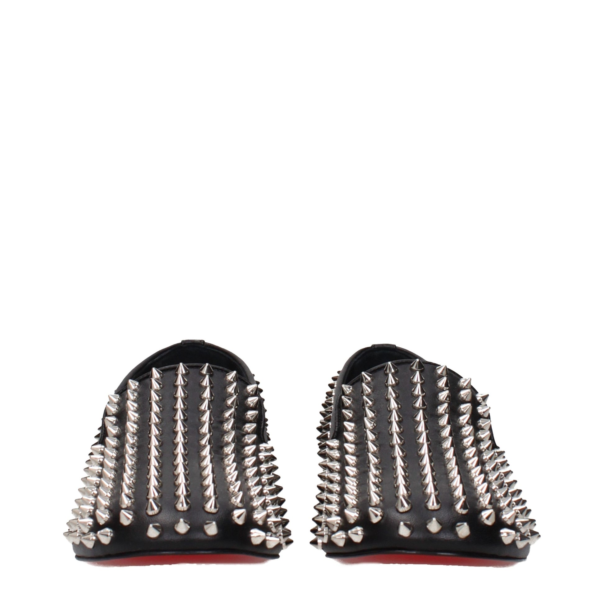 Flat Loafer Slip-On Pumps Shoes by Christian Louboutin for women in leather black showcases a resplendent Women's Leather Flat Loafer Slip-On Pumps Shoes aesthetic, defined by its resplendent and elegant flat.