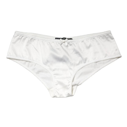 Dolce & Gabbana White Silk Stretch Mid Waist Brief Panty Underwear