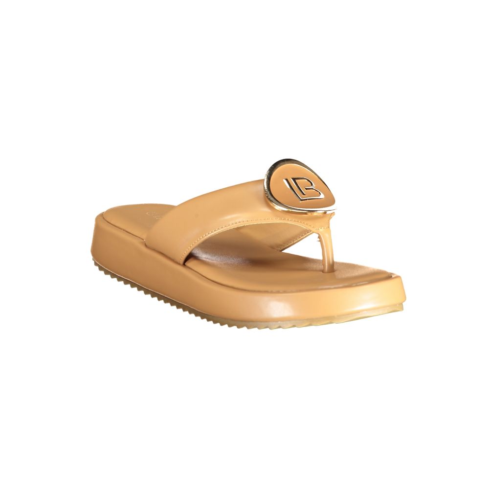 Flip-Flop Sandals by Laura Biagiotti for women in polyurethane beige & signature features an statuesque City Essence Women's Polyurethane Flip-Flop Sandals silhouette with a refined and elegant .