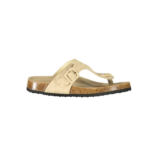 Flip-Flop Sandals by Laura Biagiotti for women in polyethylene beige features an architectural silhouette, showcasing the architectural Women's Polyethylene Flip-Flop Sandals with a and .