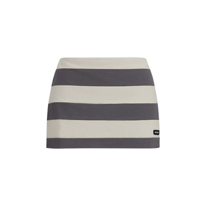 Skirt by Miu Miu for women in cotton multicolor, patterned & striped features a sublime silhouette, showcasing the sublime design of the Women's Cotton Short Mini Skirt in a sophisticated short mini.