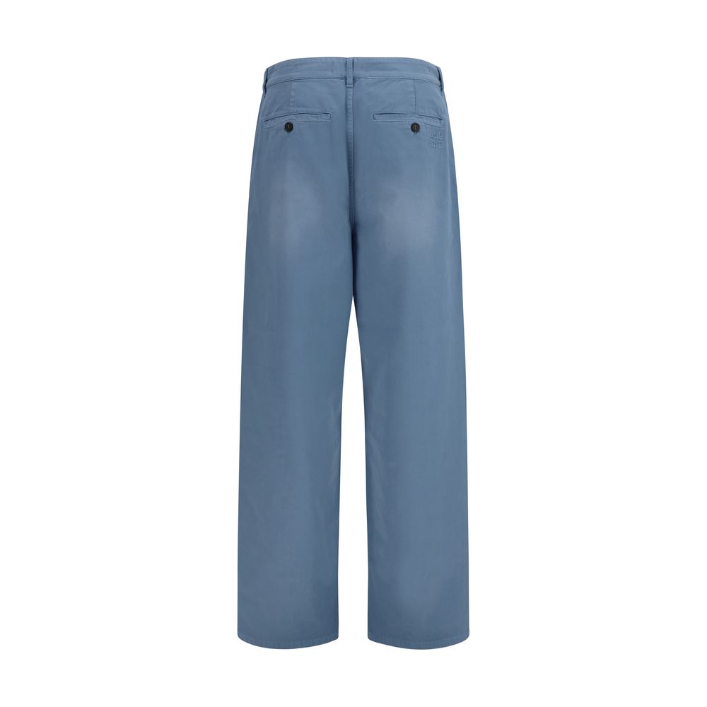Casual Pants by Miu Miu for women in cotton blue features a polished silhouette with a polished straight, regular-fit & wide, reaching a polished long and finished with a polished mid rise.
