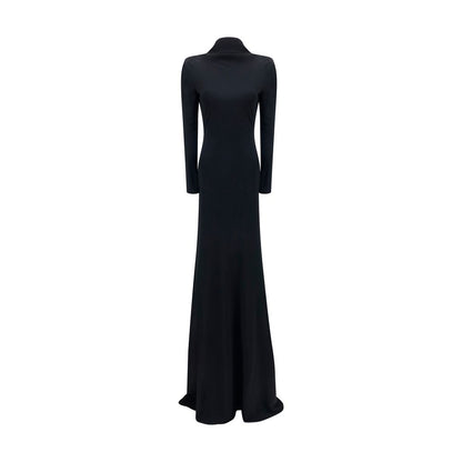 Dress by Tom Ford for women in viscose black features a dramatic silhouette, showcasing an elegant and long-sleeve that flows into a dramatic long.