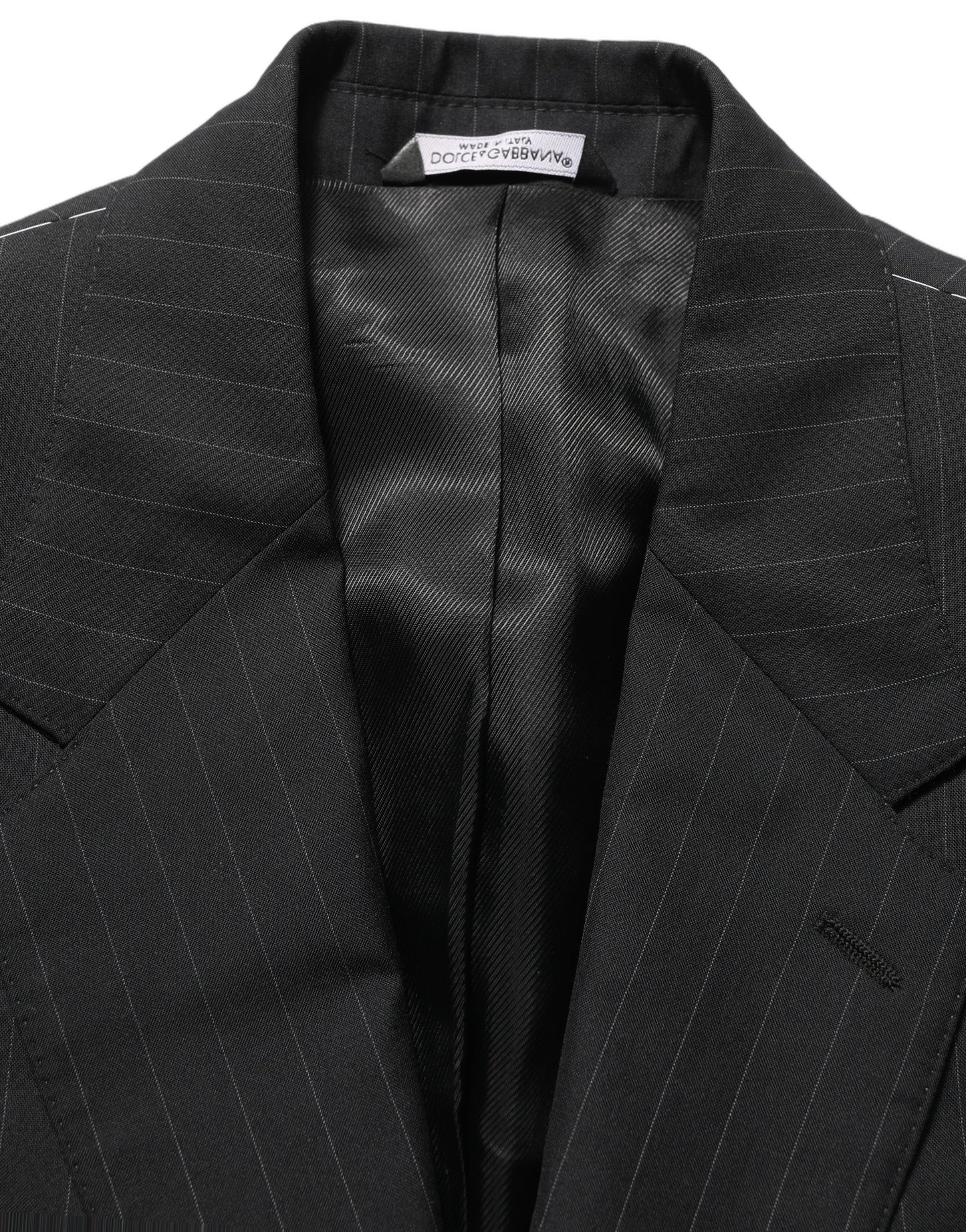 Dolce & Gabbana Black Stripes Wool Single Breasted Blazer