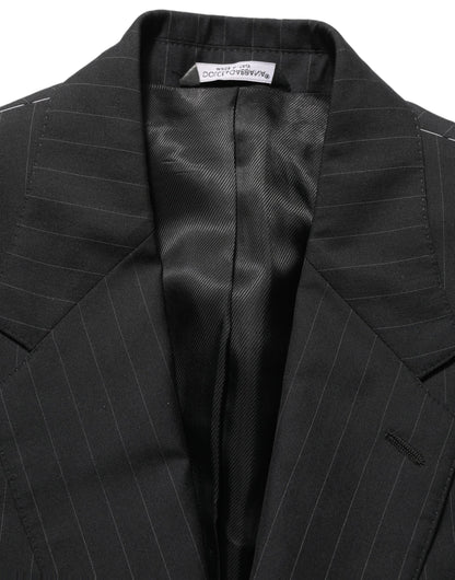 Dolce & Gabbana Black Stripes Wool Single Breasted Blazer