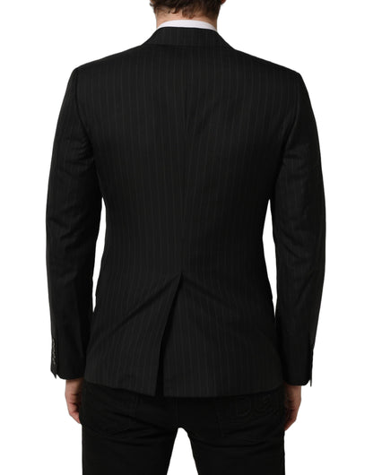 Dolce & Gabbana Black Stripes Wool Single Breasted Blazer