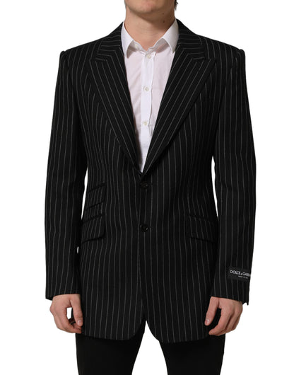 Dolce & Gabbana Black Stripes Wool Single Breasted Blazer