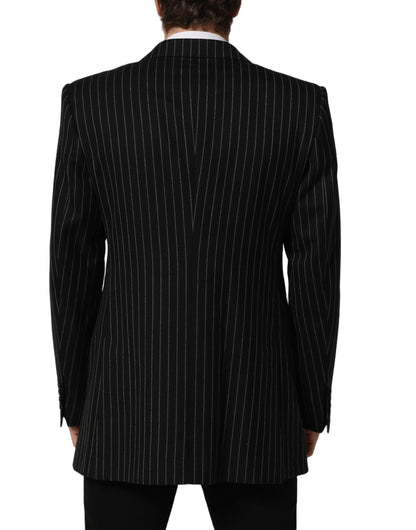 Dolce & Gabbana Black Stripes Wool Single Breasted Blazer