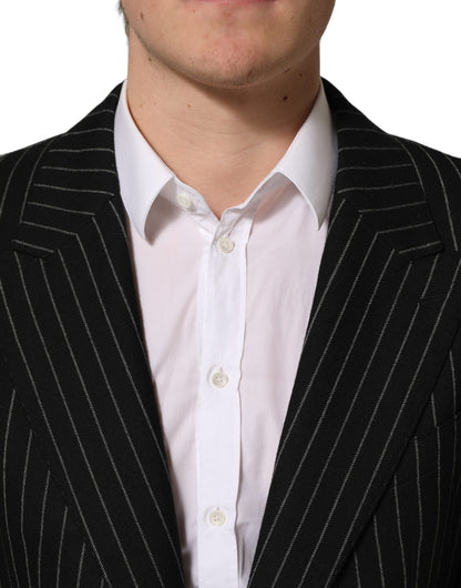 Dolce & Gabbana Black Stripes Wool Single Breasted Blazer