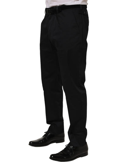 Dolce & Gabbana Black Cotton Tapered Leg Dress Trouser Pants