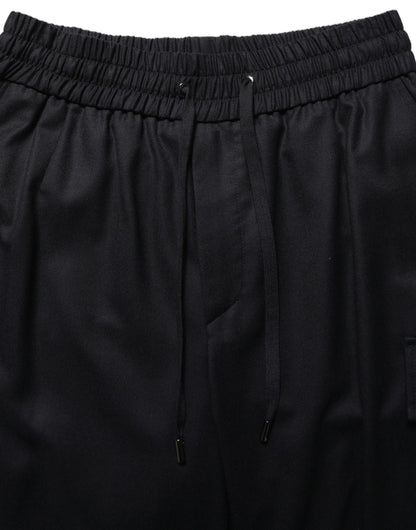 Dolce & Gabbana Black Mid Waist Cargo Jogger Sweatpants Pants