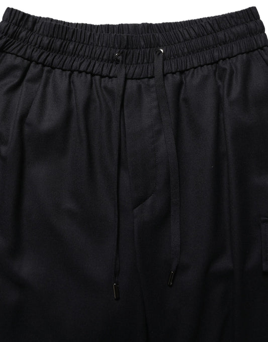 Dolce & Gabbana Black Mid Waist Cargo Jogger Sweatpants Pants