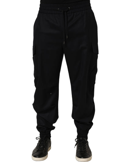 Dolce & Gabbana Black Mid Waist Cargo Jogger Sweatpants Pants
