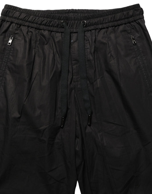 Dolce & Gabbana Black Cotton Mid Waist Jogger Sweatpants Pants
