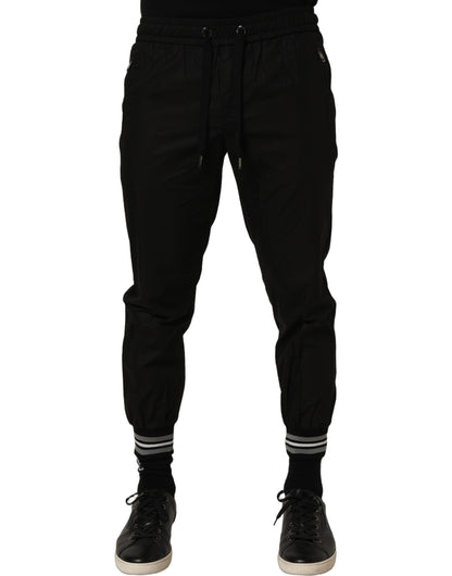 Dolce & Gabbana Black Cotton Mid Waist Jogger Sweatpants Pants