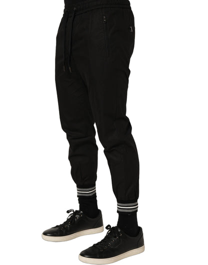 Dolce & Gabbana Black Cotton Mid Waist Jogger Sweatpants Pants