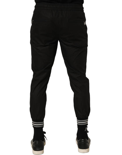 Dolce & Gabbana Black Cotton Mid Waist Jogger Sweatpants Pants