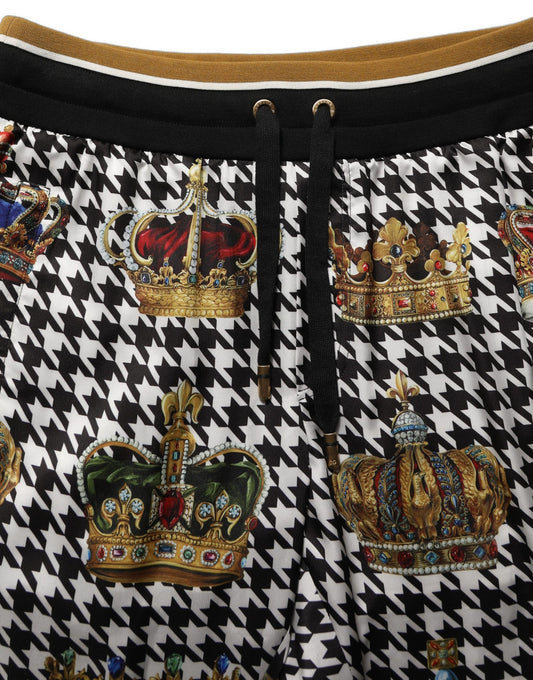 Jogger Sweatpants by Dolce & Gabbana for men in polyester multicolor, houndstooth & signature features an kinetic skinny & athletic and long with a , showcasing high-performance for an kinetic look.