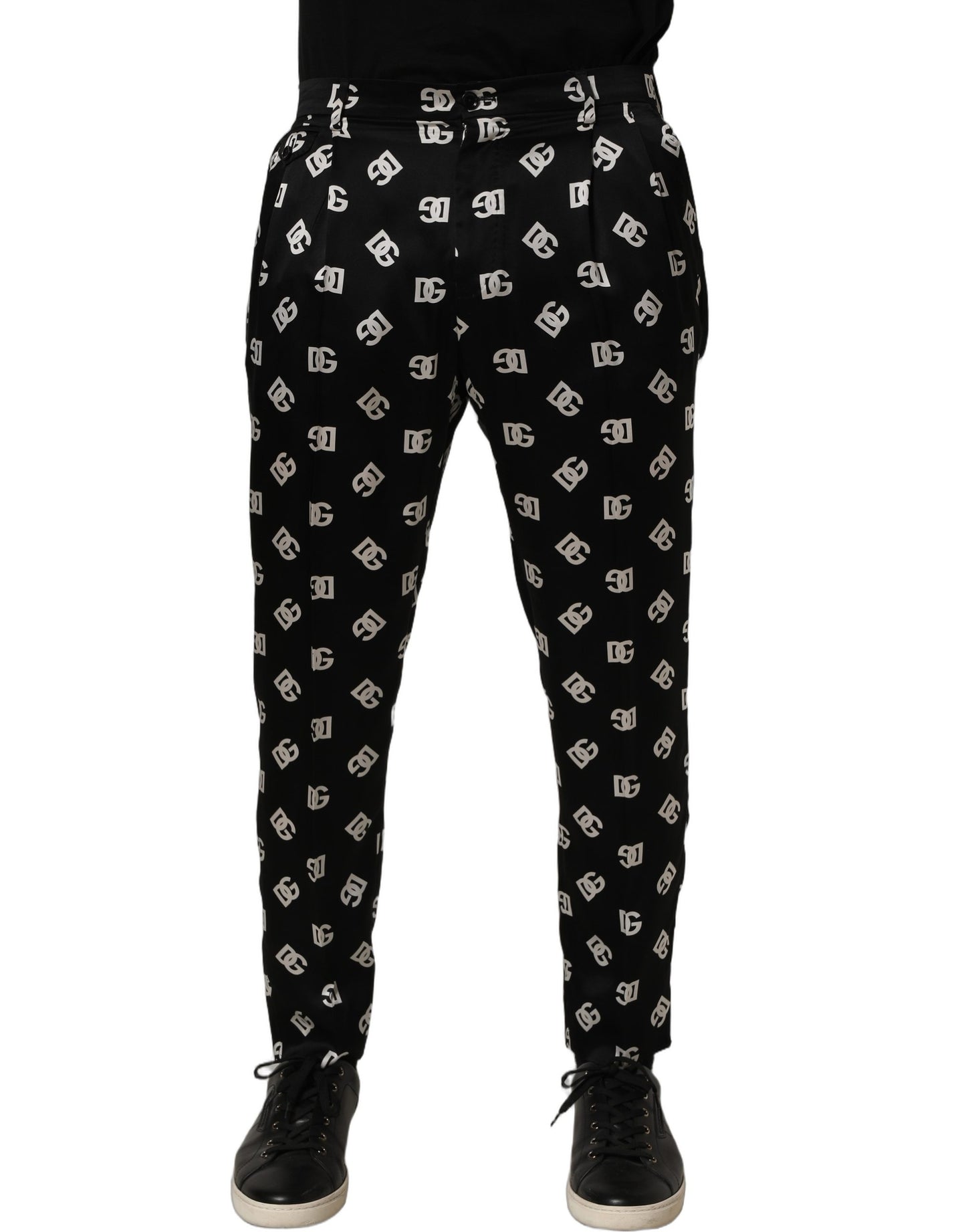 Dolce & Gabbana Black Silk Skinny Leg Dress Men Trouser Pants