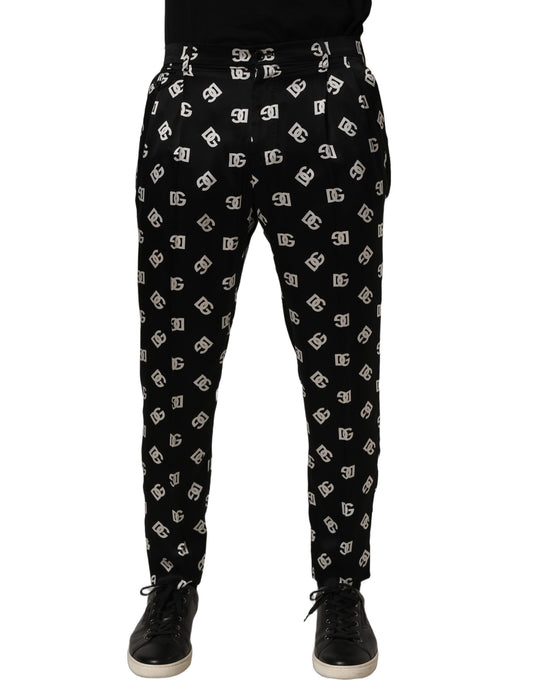 Dolce & Gabbana Black Silk Skinny Leg Dress Men Trouser Pants