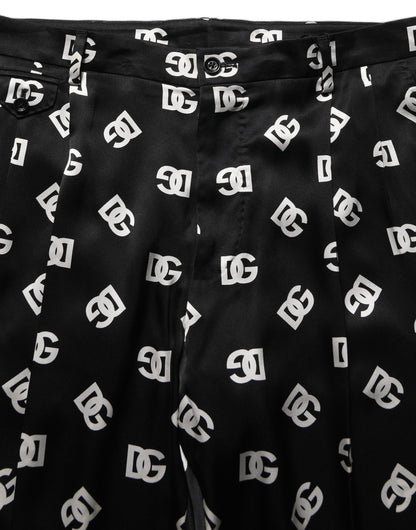 Dolce & Gabbana Black Silk Skinny Leg Dress Men Trouser Pants