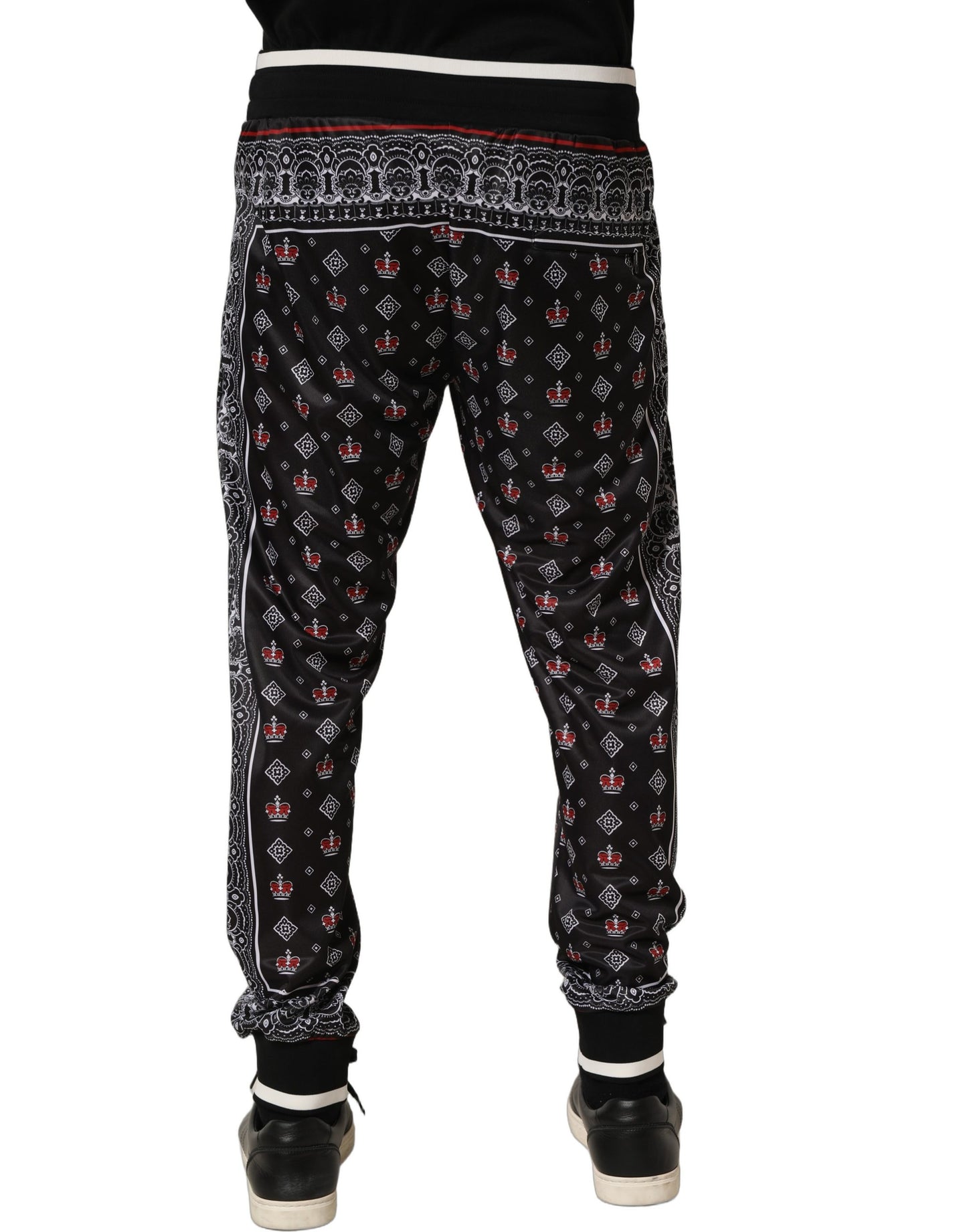 Dolce & Gabbana Black Bandana Crown Jogger Men Trouser Pants