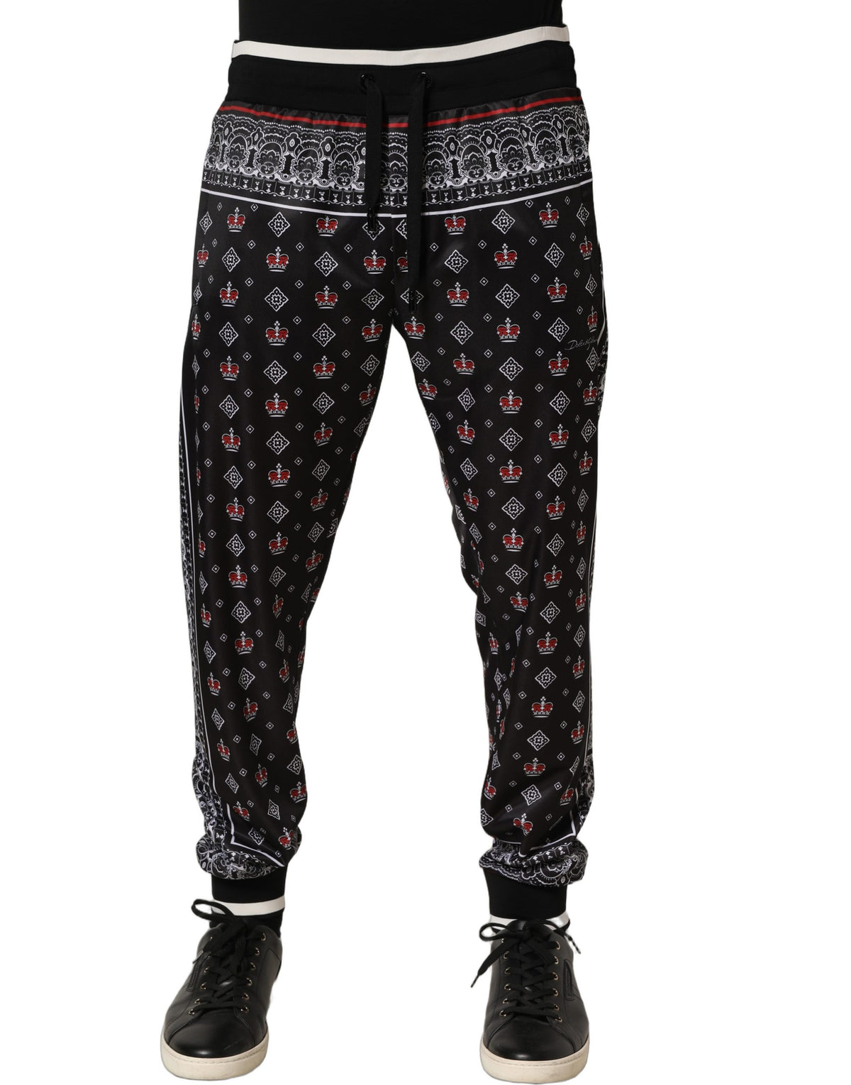 Dolce & Gabbana Men's Skinny Polyester Jogger Sweatpants - Black Signature