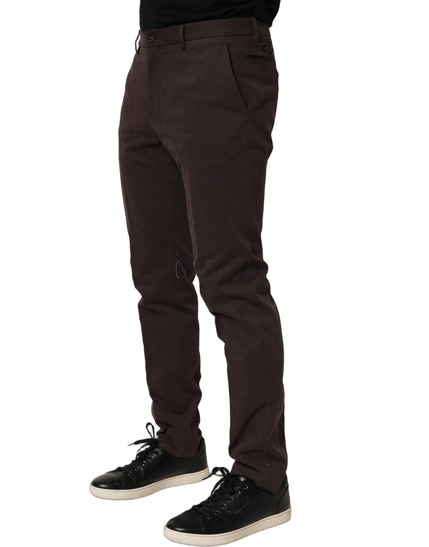 Dolce & Gabbana Brown Cotton Skinny Leg Dress Trouser Pants