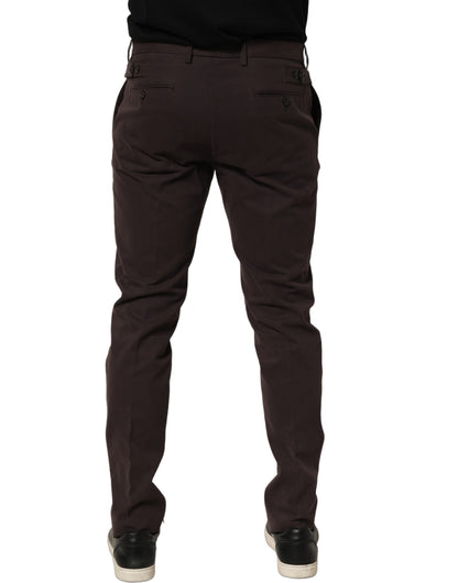 Dolce & Gabbana Brown Cotton Skinny Leg Dress Trouser Pants