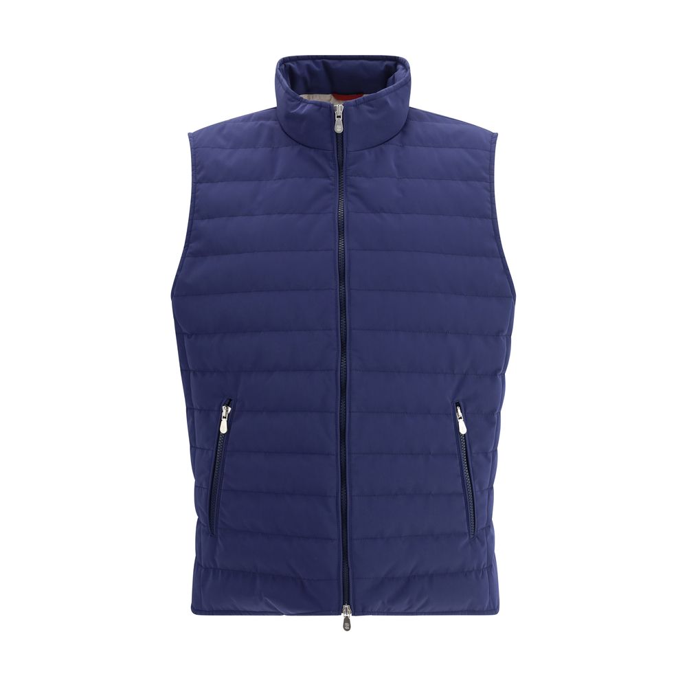 Vest by Brunello Cucinelli for men in polyamide & polyester blue features an contemporary silhouette, showcasing refined pockets and a contemporary for a sophisticated layered look.
