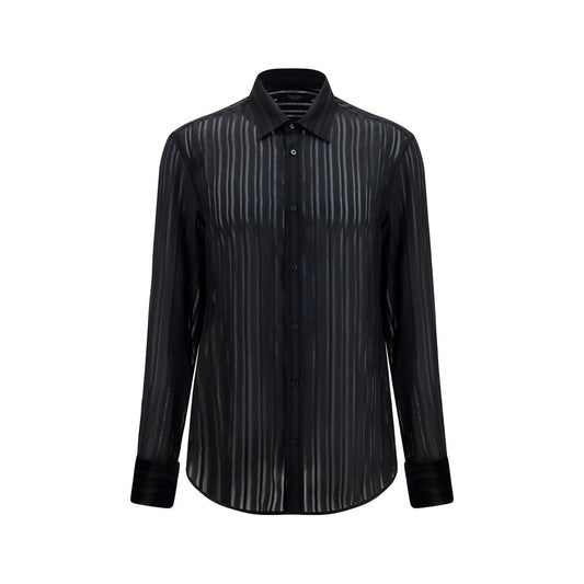 Dress Shirt by Gucci for men in silk black & striped showcases a sublime silhouette, artfully detailed with a sublime and long-sleeve for a sophisticated, sublime finish.