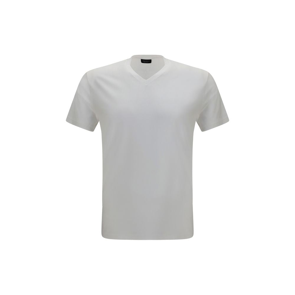 T-Shirt by Gucci for men in modal & rayon white features an on trend silhouette, perfectly showcasing a on trend short-sleeve and v-neck neckline for an elevated aesthetic.