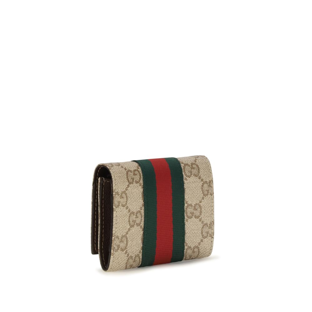 Cardholder Wallet by Gucci for women in fabric beige, gold, signature & striped presents a architectural silhouette from the Gg Fabric Cardholder Wallet collection, showcasing architectural card-organization compact-design for a architectural finish.