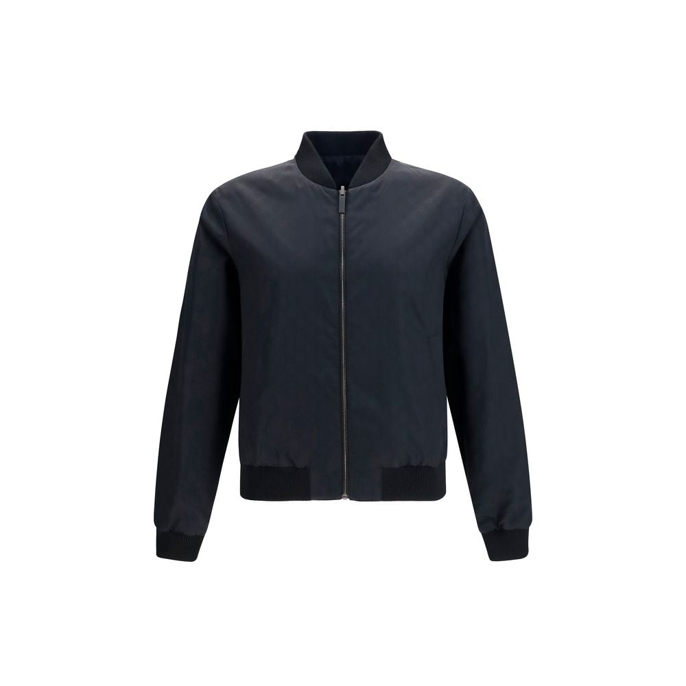 Bomber Jacket by Gucci for men in polyamide & silk black features an contemporary silhouette, showcasing a sophisticated and contemporary lightweight & pockets for a truly refined look.