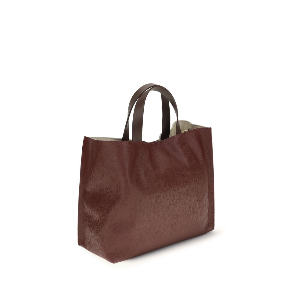2-in-1 Shoulder & Crossbody East West Tote Bag by Marni for women in bos taurus calf leather beige features a enviable silhouette, showcasing a secure , ample , and enviable crossbody-strap, shoulder-strap, handle & detachable-strap for a enviable finish.