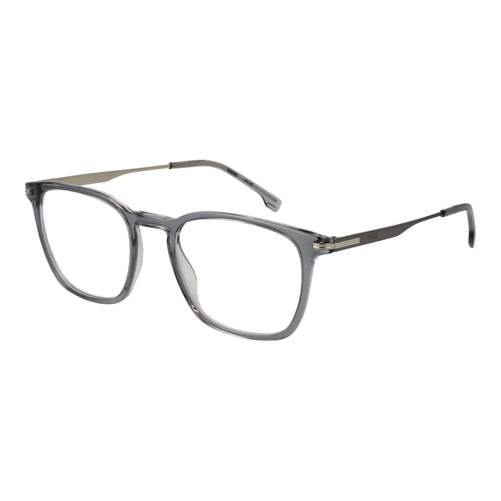 Eyeglasses Frames by Hugo Boss for men in acetate gray features an refined silhouette, showcasing the refined gray coloured frame and sophisticated full-frame frame design.