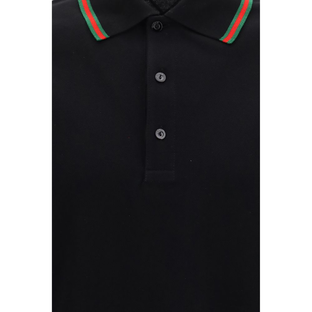Polo Shirt by Gucci for men in cotton black, dark-blue & striped presents a crisp silhouette, artfully detailed with a crisp and crisp .