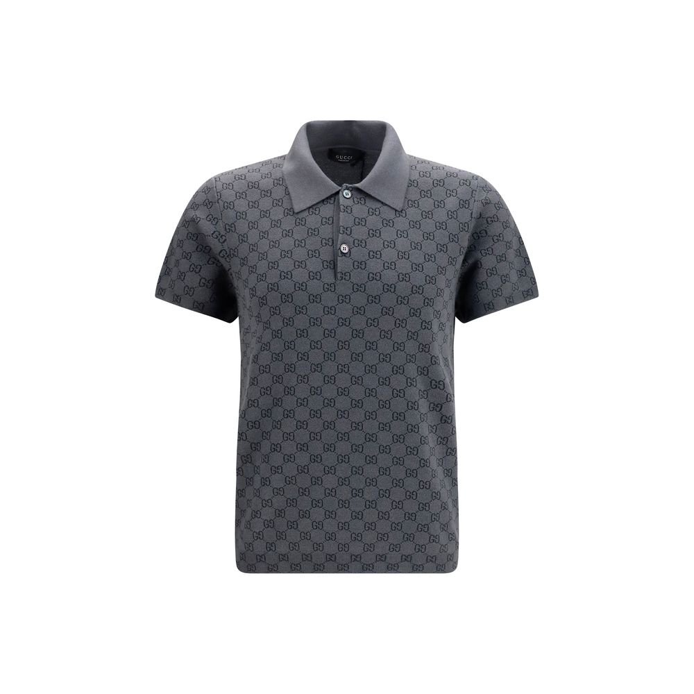 Polo Shirt by Gucci for men in wool & silk gray, patterned & jacquard presents a sleek silhouette, featuring a refined and short-sleeve for a sleek finish.