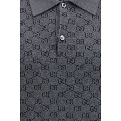 Polo Shirt by Gucci for men in wool & silk gray, patterned & jacquard features a eye catching silhouette, showcasing a refined and for a eye catching finish.
