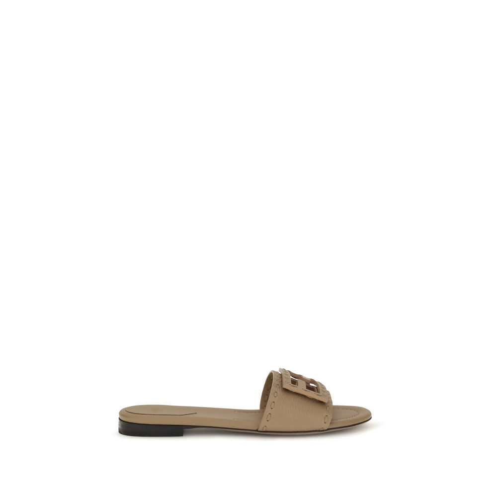 Flat Sandals by Fendi for women in bos taurus calfskin leather beige & print features an architectural design from the Women's Bos Taurus Calfskin Leather Flat Sandals collection, defined by a architectural flat and round toe style for a architectural finish.
