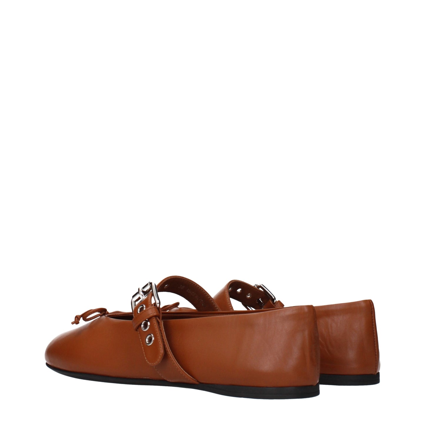 Ballet Flat Shoes by Miu Miu for women in leather brown showcases a resplendent Women's Leather Ballet Flat Shoes aesthetic with a and .