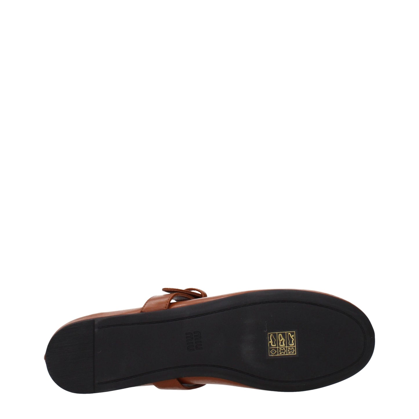 Ballet Flat Shoes by Miu Miu for women in leather brown features an captivating silhouette, showcasing the captivating style of the Women's Leather Ballet Flat Shoes with its distinct and refined .