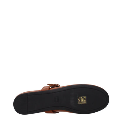 Ballet Flat Shoes by Miu Miu for women in leather brown features an captivating silhouette, showcasing the captivating style of the Women's Leather Ballet Flat Shoes with its distinct and refined .