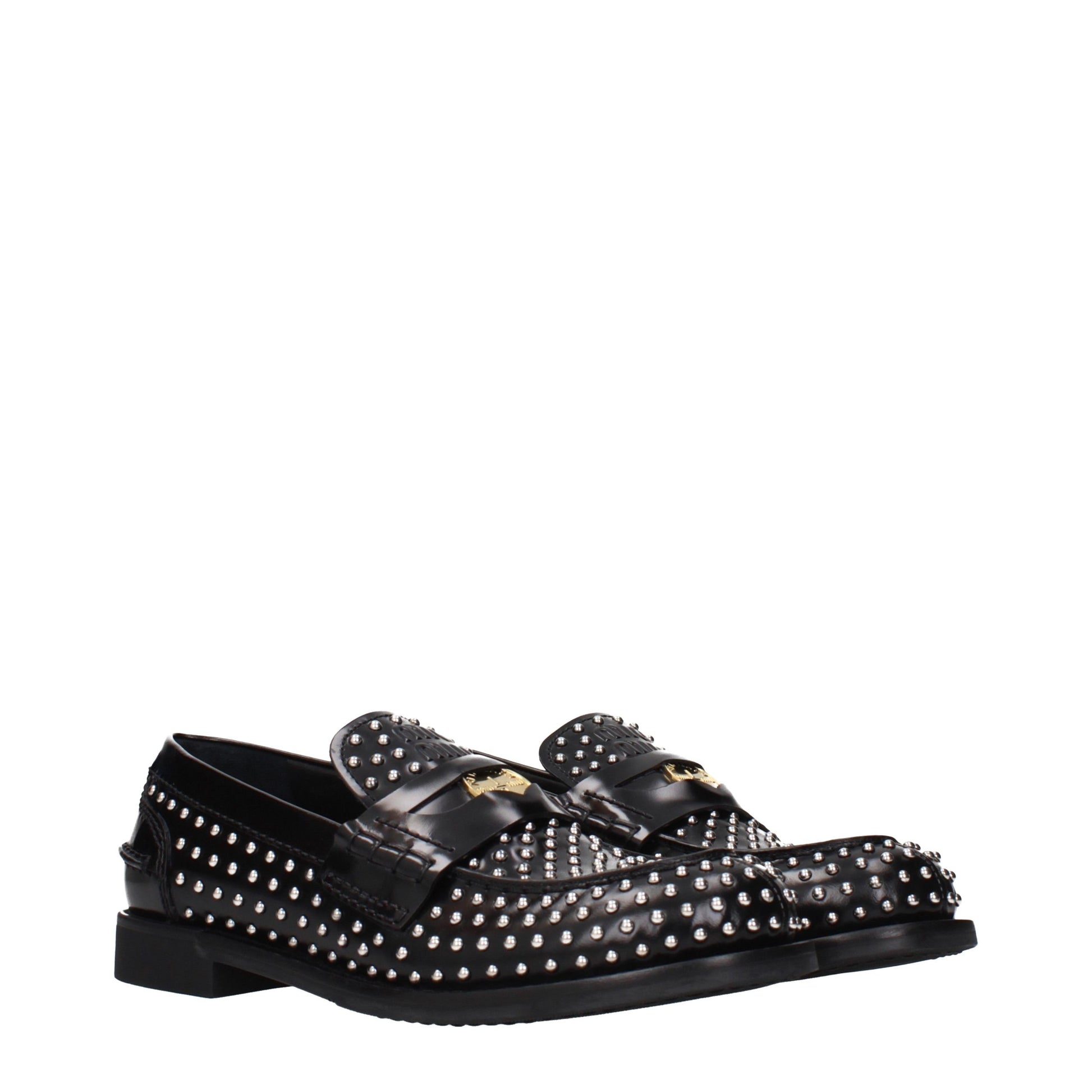Flat Loafer Slip-On Shoes by Miu Miu for women in leather black features an dynamic silhouette from the Women's Leather Flat Loafer Slip-On Shoes collection, defined by a dynamic and flat for a dynamic look.