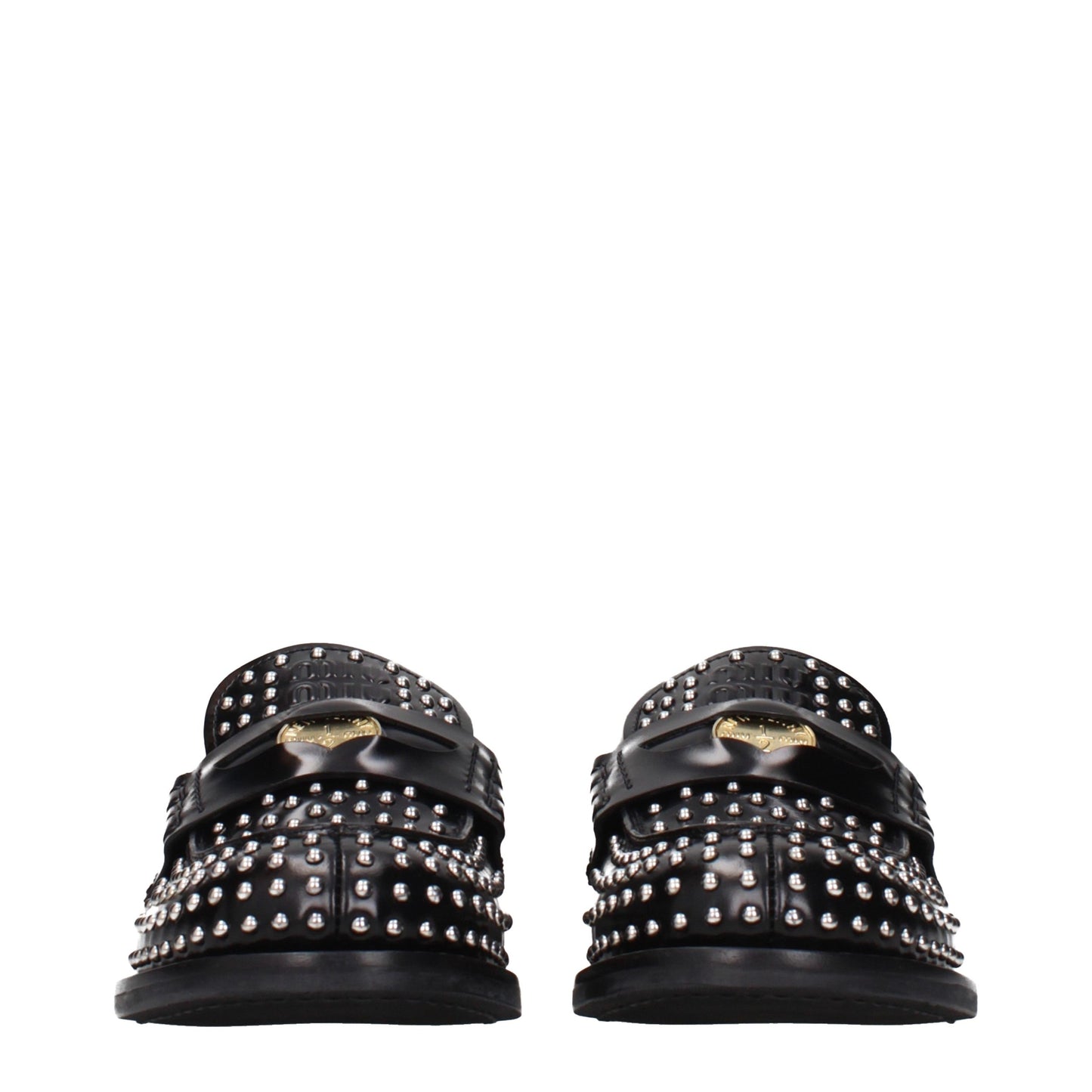 Flat Loafer Slip-On Shoes by Miu Miu for women in leather black showcases a impeccable silhouette as Women's Leather Flat Loafer Slip-On Shoes, artfully designed with a impeccable flat and refined for a impeccable finish.